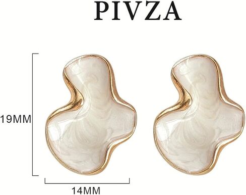 Irregular Statement Earrings for Women Unique Stainless Steel Petal White Enamel Large Stud Trendy Jewelry in Kuwait