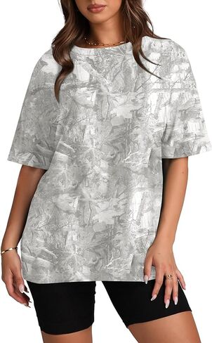 Oversized Camo T Shirts for Women Men Maple Leaf Short Sleeve Camo Tee Shirt Summer Casual Graphic Tops Streetwear in Kuwait