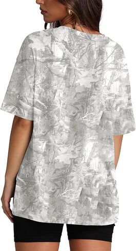 Oversized Camo T Shirts for Women Men Maple Leaf Short Sleeve Camo Tee Shirt Summer Casual Graphic Tops Streetwear in Kuwait