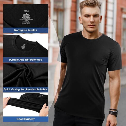 2&5 Pack Men's Sports T Shirts,Crew Neck Breathable Quick-Dry Short Sleeve, Lightweight Tee for Athletic Running in Saudi Arabia
