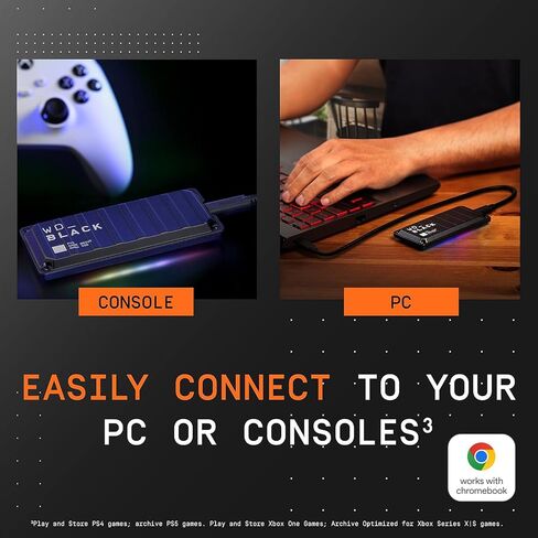 Western Digital 1TB P40 Game Drive SSD - Up to 2,000MB/s, RGB Lighting, Portable External Solid State Drive , Compatible with Playstation, Xbox, PC, & Mac - WDBAWY0010BBK-WESN in Saudi Arabia