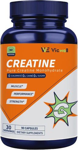 Creatine Monohydrate Capsules - Muscle Building, Strength Training, NSF Certified for Sport - Vegan, Non GMO - Unflavored, Gluten Free, Keto Friendly - 90 Count (Pack of 1) in Saudi Arabia