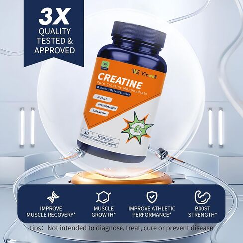 Creatine Monohydrate Capsules - Muscle Building, Strength Training, NSF Certified for Sport - Vegan, Non GMO - Unflavored, Gluten Free, Keto Friendly - 90 Count (Pack of 1) in Saudi Arabia