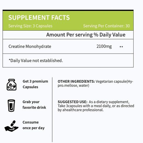 Creatine Monohydrate Capsules - Muscle Building, Strength Training, NSF Certified for Sport - Vegan, Non GMO - Unflavored, Gluten Free, Keto Friendly - 90 Count (Pack of 1) in Saudi Arabia