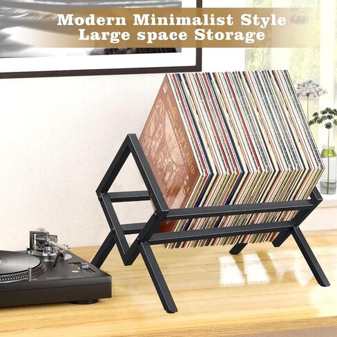 HOME RIGHT Magazine Holder,Metal Vinyl Record Holder Quick Assembly Vinyl Record Storage Rack,Black Magazine Storage Basket for Books,Newspapers,Albums,Letters in Saudi Arabia