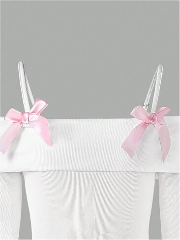 WDIRARA Girl's Cold Shoulder Bow Top Long Bell Sleeve Tee Shirt Cute T-Shirt in Saudi Arabia