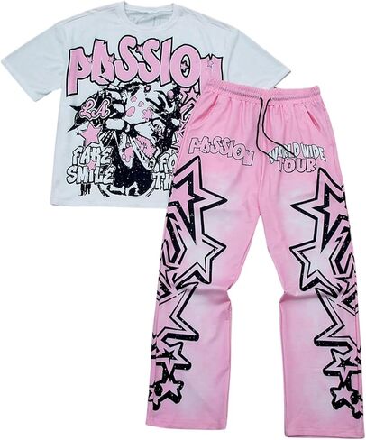 Soly Hux Men Summer Stupts من قطعتين من قطعتين قصير الأكمام الرسم. in Kuwait