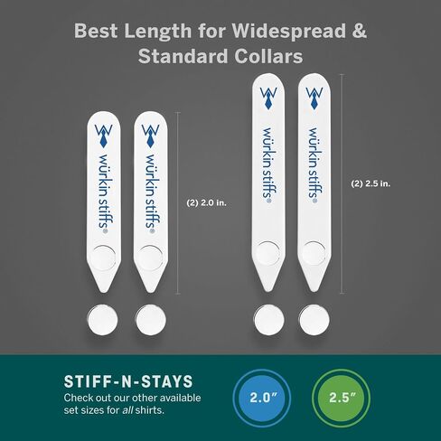 2.5-inch Stiff-N-Stay Plastic Magnetic Collar Stays by Würkin Stiffs | 3 Pair Bundle | Includes (6) 2.5" Stiff-N-Stays and (6) Power Button Magnets with Storage Case | As Seen on Shark Tank in Kuwait