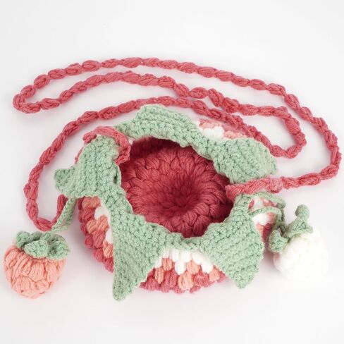 Women Girls Mini Fruit Knitting yarn Crochet Crossbody Shoulder Bag Coin Purse in Saudi Arabia