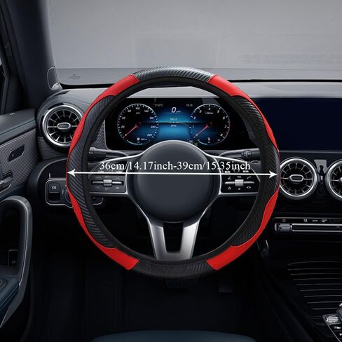 Car Steering Wheel Cover, 15 inch Carbon Fiber Microfiber PU Leather Elastic Steering Wheel Protector, Universal Car Accessories (Green) in Saudi Arabia