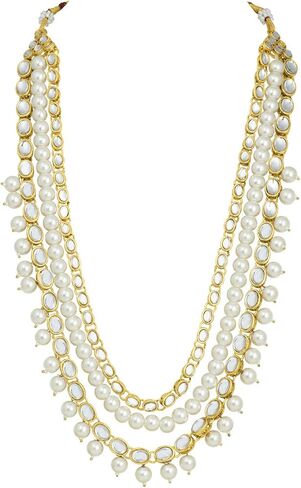 Aheli Wedding Party Wear Bridal Jewellery Choker Long Pearl Necklace Earrings Maang Tikka Indian Traditional Set Gift for Women in Kuwait