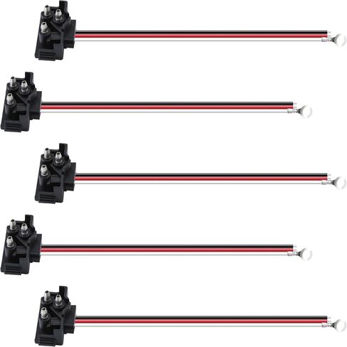 5 PCS 3 Wire Plug Truck Trailer Light Plug, 3 Prong Pigtail Wire Plug, Right Angle Pigtail Harness for Stop Turn Tail Light, Fit with Sealed 4" Round Lights and 6" Oval Lights in Kuwait