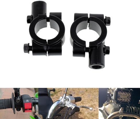 Motorcycle Mirror Mounts 7/8" 22mm Handlebar Mirror Mount Holder Clamp Adaptor 8mm Thread Universal Fit for Harley Touring Road glide Sportster XL Softail Dyna (Black) in Saudi Arabia