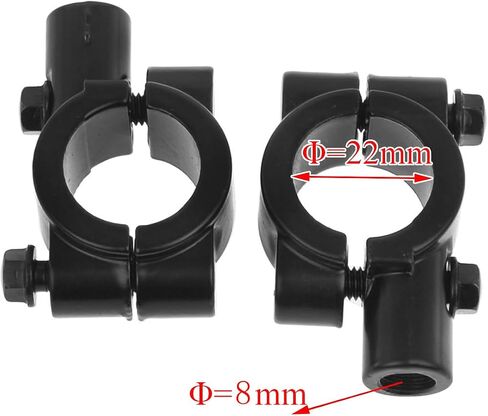 Motorcycle Mirror Mounts 7/8" 22mm Handlebar Mirror Mount Holder Clamp Adaptor 8mm Thread Universal Fit for Harley Touring Road glide Sportster XL Softail Dyna (Black) in Saudi Arabia