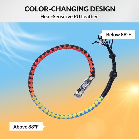 42'' Motorcycle Get Back Whip for Biker - Handlebar Leather Whips with Fringes and Skulls - Biker Whip for Motorbike, Black and White in Saudi Arabia