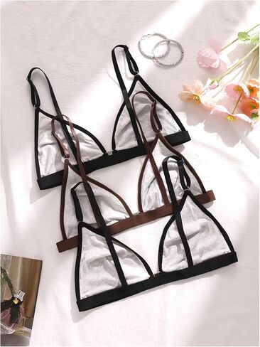 SOLY HUX Women's Front Closure Wireless Bra 3 Packs Bralettes Spaghetti Strap Leopard Bras in Kuwait