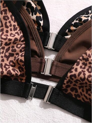 SOLY HUX Women's Front Closure Wireless Bra 3 Packs Bralettes Spaghetti Strap Leopard Bras in Kuwait