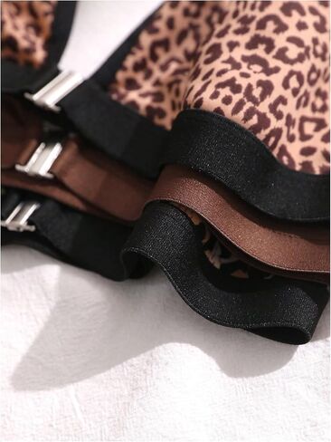 SOLY HUX Women's Front Closure Wireless Bra 3 Packs Bralettes Spaghetti Strap Leopard Bras in Kuwait