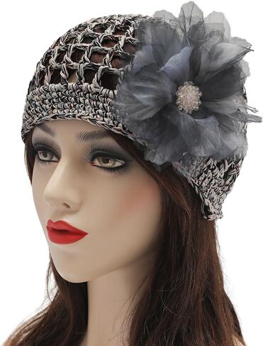 Zlyc Women Crochet Beanie Hat Summer مصنوعة يدويًا مكونة من قبعة جمجمة خفيفة الوزن in Kuwait