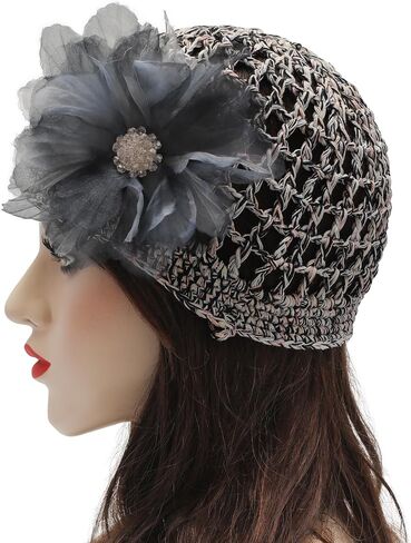 Zlyc Women Crochet Beanie Hat Summer مصنوعة يدويًا مكونة من قبعة جمجمة خفيفة الوزن in Kuwait