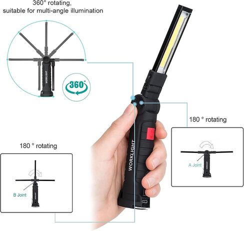 Fathers Day Tool Gifts for Men Dad, Rechargeable Work Lights, LED Work Light with Magnetic Base & Hanging Hook, 360°Rotate Rechargeable Flashlights for Mechanics Car Repair Home, Camping (2 Pack) in Saudi Arabia