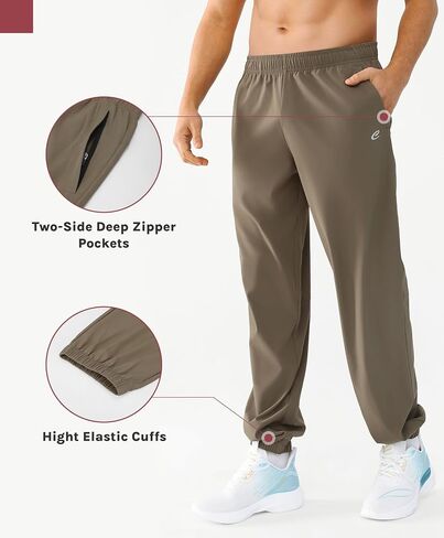 Men's Jogger Pants Lightweight Workout Running Tapered Joggers for Men with Zipper Pockets for Travel Casual in Saudi Arabia