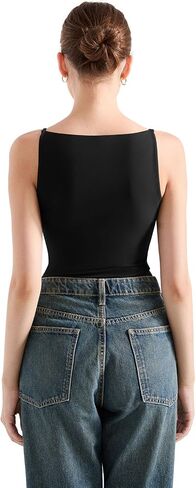 SUUKSESS Women Double Lined Boat Neck Tank Tops 2025 Y2K Going Out Basic Cami Shirts in Saudi Arabia