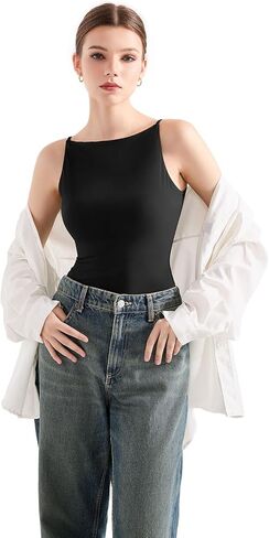 SUUKSESS Women Double Lined Boat Neck Tank Tops 2025 Y2K Going Out Basic Cami Shirts in Saudi Arabia