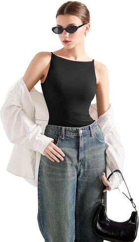 SUUKSESS Women Double Lined Boat Neck Tank Tops 2025 Y2K Going Out Basic Cami Shirts in Saudi Arabia