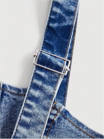 Shenhe Women's up up Denim Top Slockable Straps Sleveless Jean Top مع جيوب in Kuwait