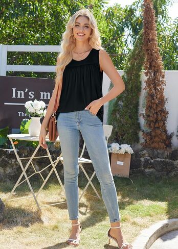 Weeso Tank Top for Women Summer Summer Summeress Crewneck T قمصان أنيقة ملابس شاطئية غير رسمية ملابس أزياء ملابس الموضة in Kuwait