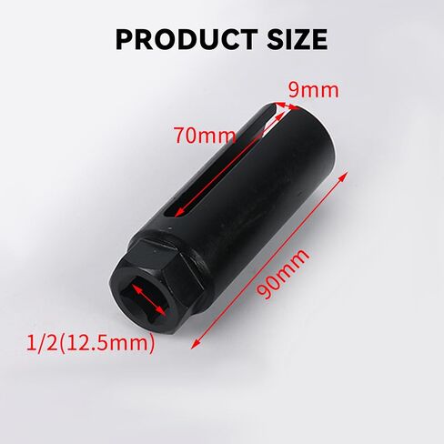 Oxygen Sensor Socket with Side Wire Cutout, 3/8 Inch Drive x 0.37 Inch (22mm) fits All Vehicle O2 Removal and Installation, 65 Mn Steel Universal Puller Oxygen Sensor Socket (Black Small) in Saudi Arabia