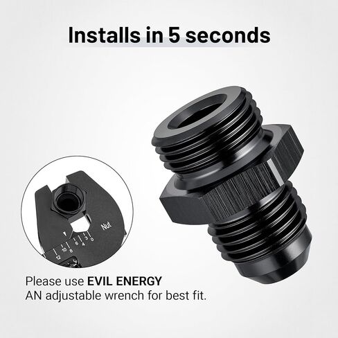 Evil Energy A Flare Male to Carb Carb Carb Pued Inlet Pitting Adapter Aluminium Black Upgrade 1PC in Saudi Arabia