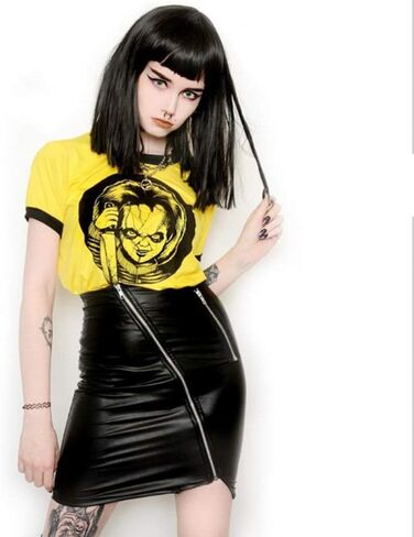 Womens Crop Tops Summer Casual Short Sleeve Goth Halloween Print Cropped T Shirts in Kuwait