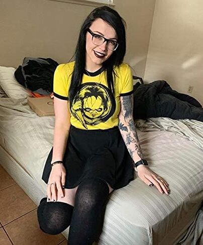 Womens Crop Tops Summer Casual Short Sleeve Goth Halloween Print Cropped T Shirts in Kuwait