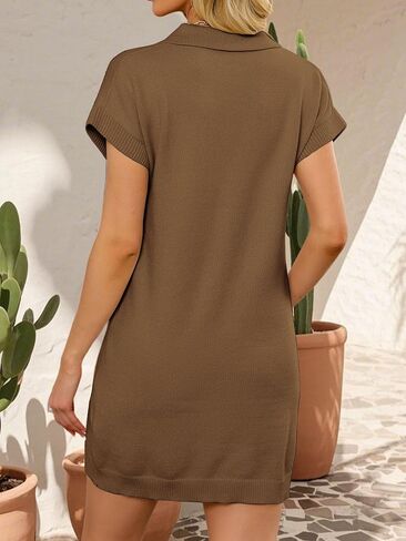 Chulianyouhuo Women's Short Sleeve Summer Knit Dress 2025 Casual Button Down Mini Loose Pullover Sweater Dress in Saudi Arabia