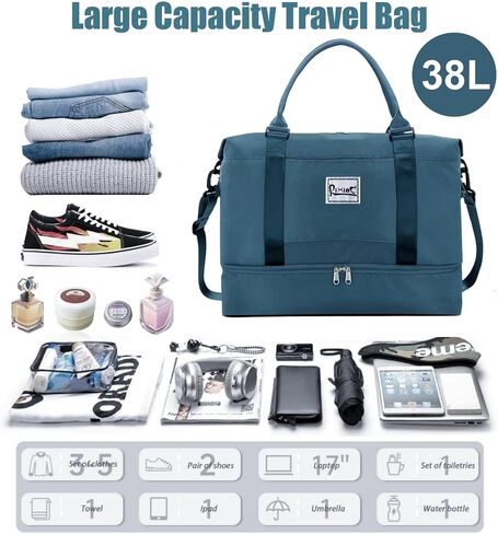 Large Travel Duffle Bag Weekender Bags for Women with Shoes Compartment, Travel Duffel Tote Carry on Overnight Bag for Travel Business Trips, Sport Yoga Gym Bag with Wet Pocket (Dark Purple) in Saudi Arabia
