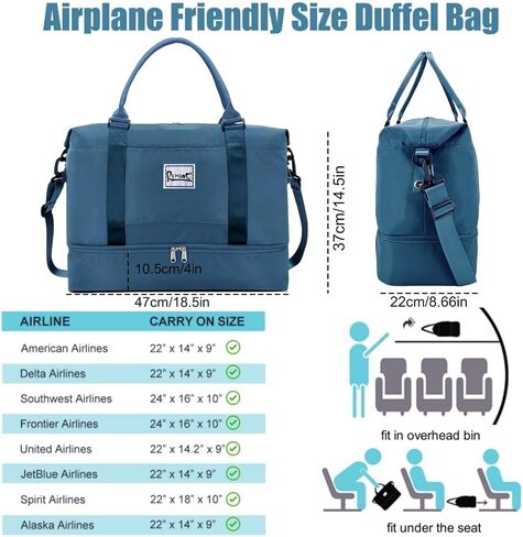 Large Travel Duffle Bag Weekender Bags for Women with Shoes Compartment, Travel Duffel Tote Carry on Overnight Bag for Travel Business Trips, Sport Yoga Gym Bag with Wet Pocket (Dark Purple) in Saudi Arabia