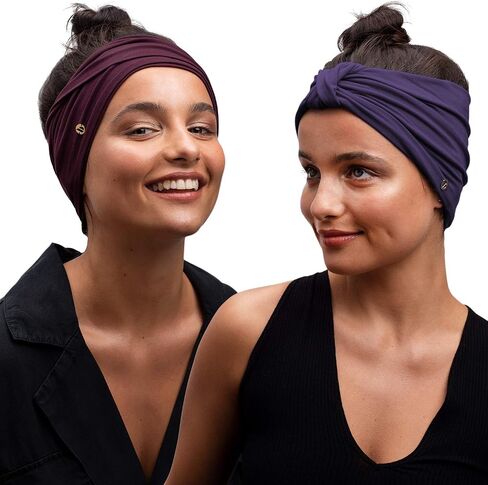 BLOM Non Slip Headbands - Wide Headbands for Women - Yoga Headbands for Women - Workout Headband for Women - Wear for Fashion, Travel, or Running Multi Style - Gym Wrap - 2 Pack in Saudi Arabia