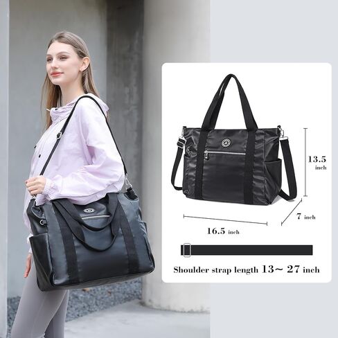 حقيبة مقاومة للسفر مقاومة للماء للنساء Weekender طوال الليل حمل أكياس كتف محفورة على الكتف مع مقصورة كمبيوتر محمول (زهور ملونة سوداء) in Kuwait