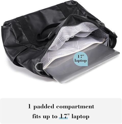 حقيبة مقاومة للسفر مقاومة للماء للنساء Weekender طوال الليل حمل أكياس كتف محفورة على الكتف مع مقصورة كمبيوتر محمول (زهور ملونة سوداء) in Kuwait