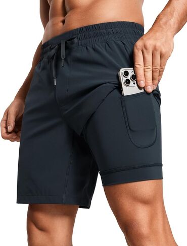 CRZ YOGA Men's 2 in 1 Running Shorts with Liner - 7'' Quick Dry for Workout Sports Athletic with Pockets in Saudi Arabia