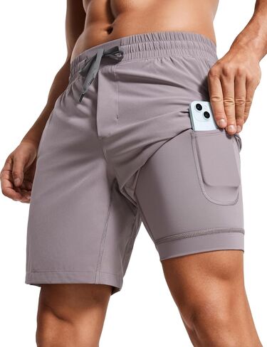 CRZ YOGA Men's 2 in 1 Running Shorts with Liner - 7'' Quick Dry for Workout Sports Athletic with Pockets in Saudi Arabia