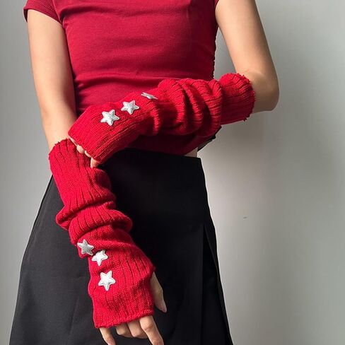 Ralcosuss Cute Star Winter Winter Winter Arm Warmer Y2K Fingerless Gloves mittens arm sleeve in Kuwait