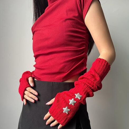 Ralcosuss Cute Star Winter Winter Winter Arm Warmer Y2K Fingerless Gloves mittens arm sleeve in Kuwait