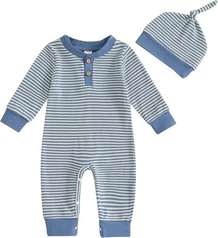 Kuriozud Newborn Infant Unisex Baby Boy Girl Button Solid Romper Bodysuit One Piece Jumpsuit Outfits Clothes in Kuwait