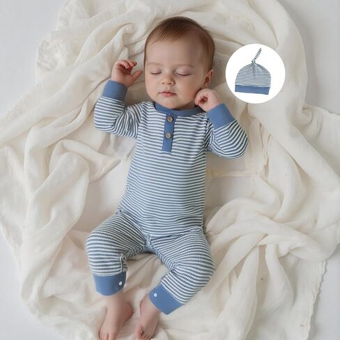 Kuriozud Newborn Infant Unisex Baby Boy Girl Button Solid Romper Bodysuit One Piece Jumpsuit Outfits Clothes in Kuwait