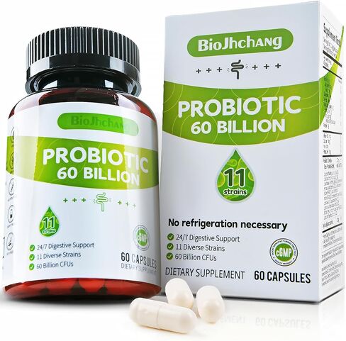 Probiotics 60 Billion CFUs, 11 Diverse Strains Natural Prebiotics for Immune, Digestive and Gut Health Supports Occasional Constipation Diarrhea Gas & Bloating for Women & Men 60 Count in Saudi Arabia