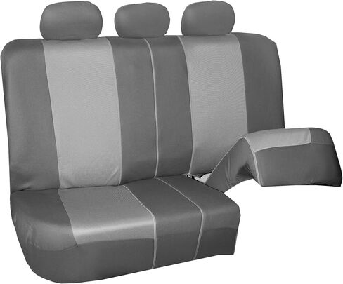 FH Group Car Seat Covers Airbag Compatible Full 1-Piece Front Seat Covers Set Supreme Twill Seat Cover Universal Fit Split Bench Rear Light Gray Car Seat Cover for SUV, Sedan Automotive Seat Covers in Saudi Arabia