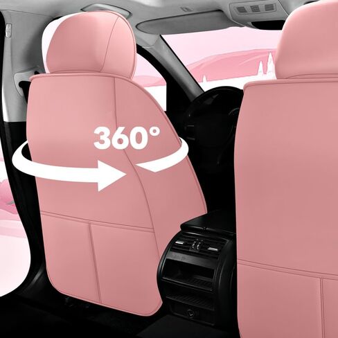 غطاء مقعد السيارة Cartoon Bear 5 مجموعة للنساء مع Pu Leather for Cars SuV Pick-up Truck Universal Set (Pink) in Kuwait